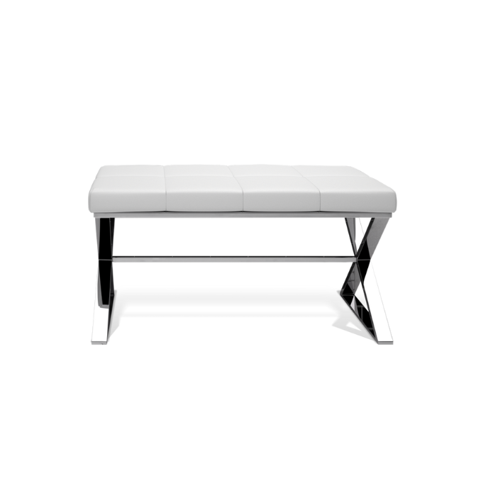 Decor Walther Bench 0509604 BENCH zitbankje gepolijst rvs/ Eco-lederen kussen wit