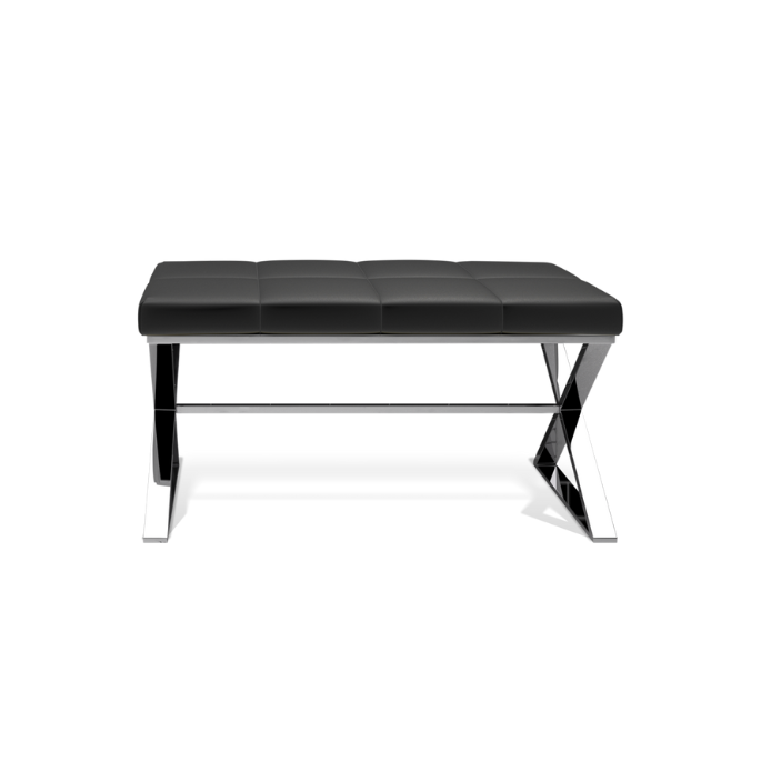 Decor Walther Bench 0509605 BENCH zitbankje gepolijst rvs/ Eco-lederen kussen zwart