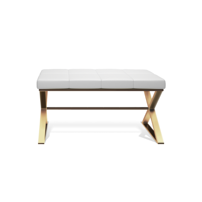 Decor Walther Bench 0509683 BENCH zitbankje mat goud/ Eco-lederen kussen wit