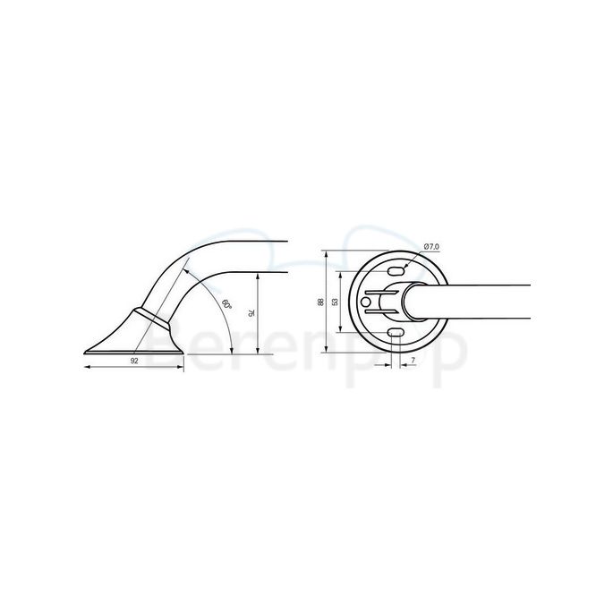 Handicare (Linido) LI2611015402 horizontale hoekwandbeugel Ergogrip 600x600mm RVS gecoat wit