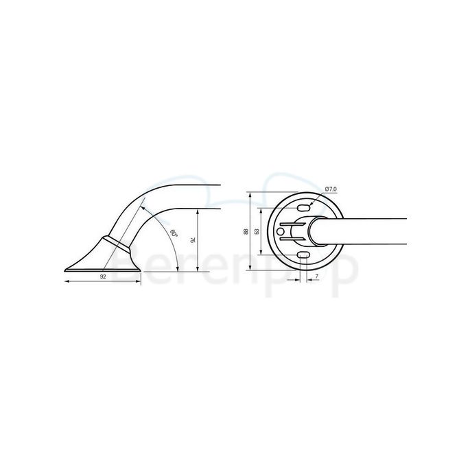 Handicare (Linido) LI2611020200 wandbeugel Ergogrip 200mm RVS gepolijst (witte afdekkappen)