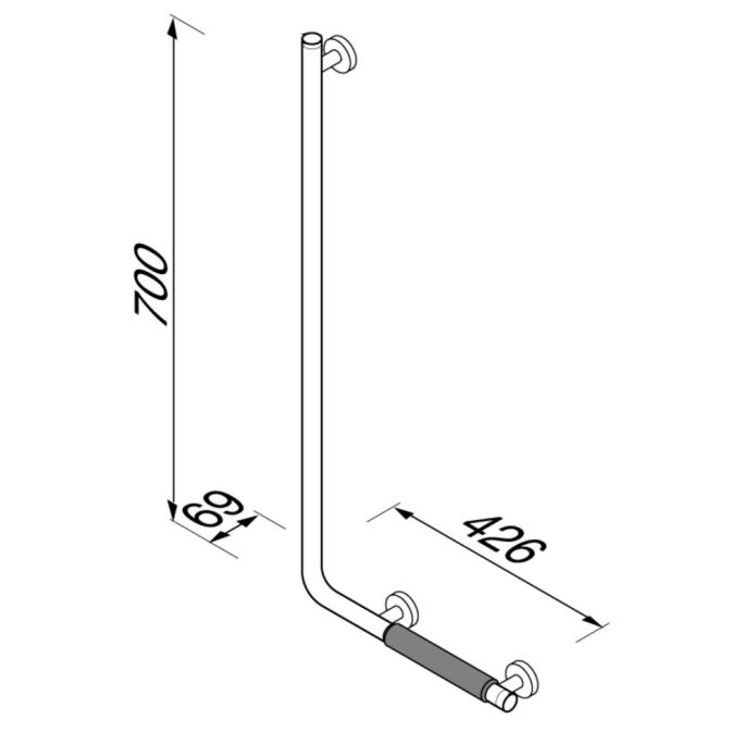 Geesa Comfort & Safety 915808-62-L wandbeugel 90° links chroom