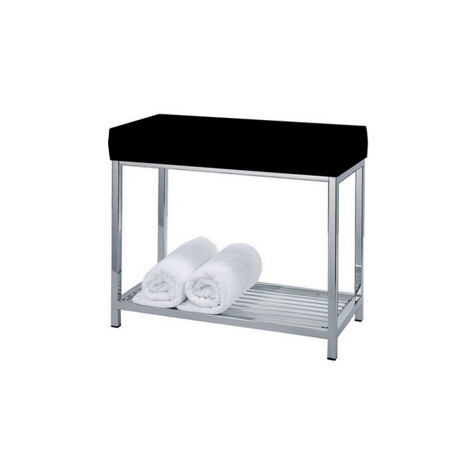 Decor Walther 0505105 DW 77 zitbankje met legplank chroom/ kunstleder zwart