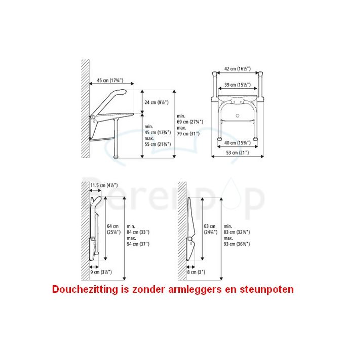 Etac Relax 81703010 douchezitting wit