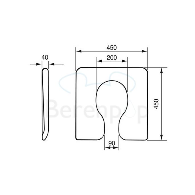 Handicare (Linido) LI0121904 zachte toiletzitting met open voorzijde
