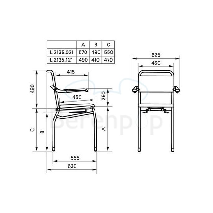 Handicare (Linido) LI2135021200 douche-/ toiletstoel (zithoogte 610mm) RVS gepolijst