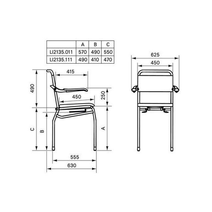 Handicare (Linido) LI2135111200 douche-/ toiletstoel (zithoogte 530mm) RVS gepolijst