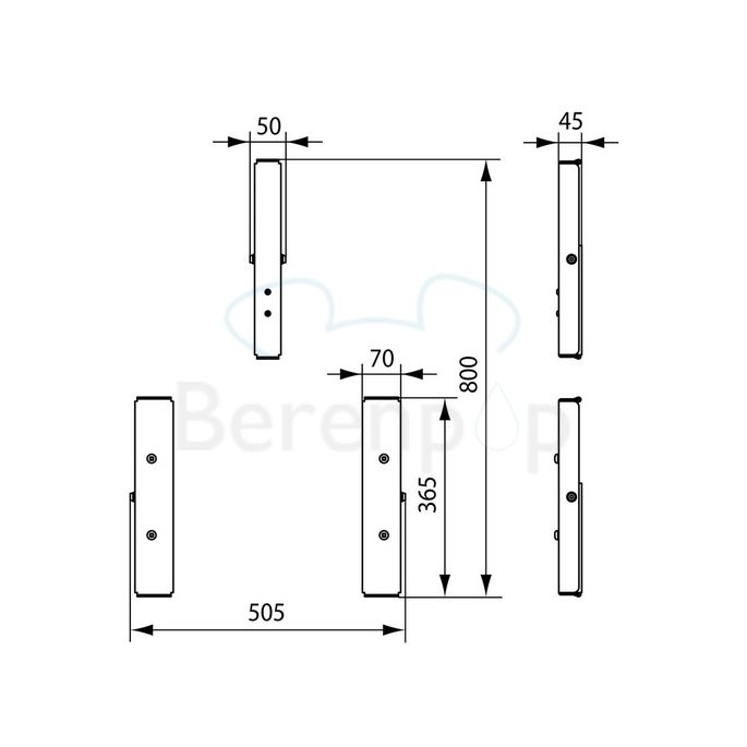 Handicare (Linido) LI2215102402 set hoogte verstelplaten RVS gecoat wit