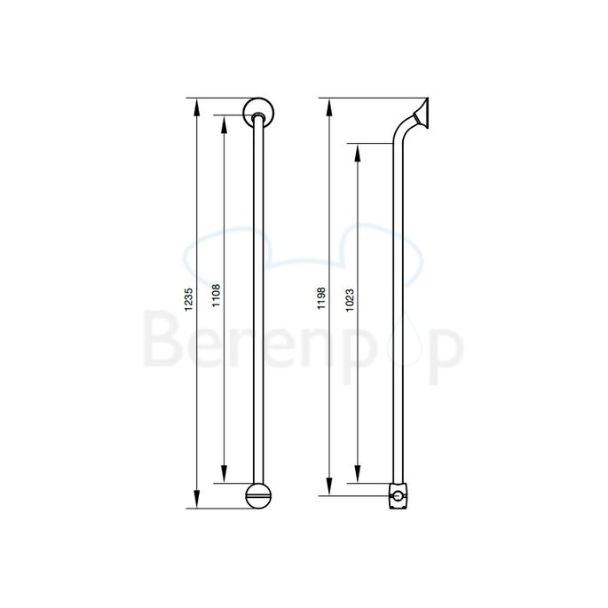 Handicare (Linido) LI2611018411 verticale combi-beugel Ergogrip 1235mm RVS gecoat antraciet