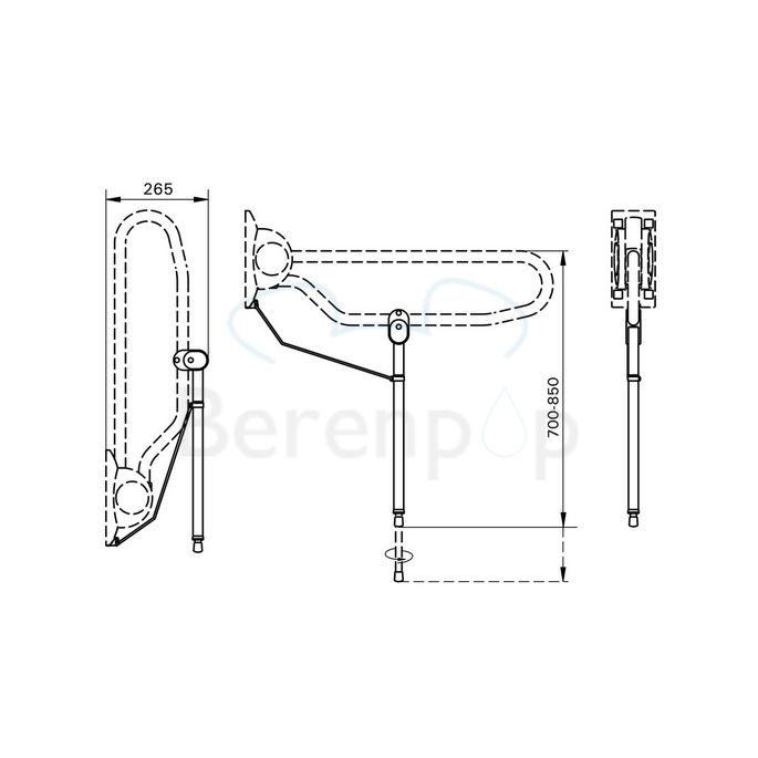 Handicare (Linido) LI2614300402 hulppootset opklapbare toiletbeugel RVS gecoat wit