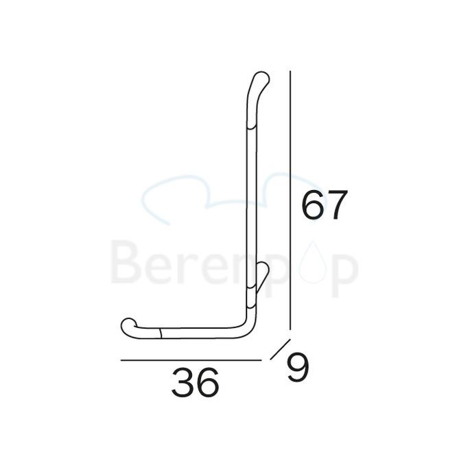 Inda Confort AH993ACR veiligheidssteun L-vorm rechts chroom