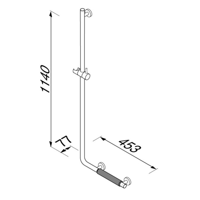 Geesa Comfort & Safety 915825-62-L douchestang met wandbeugel-L chroom