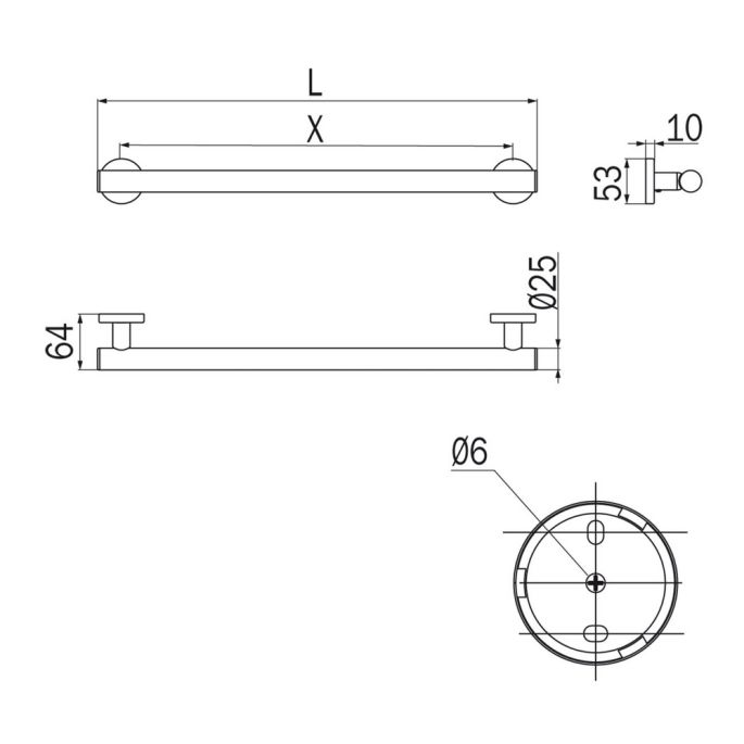Inda Gealuna A10950BCR handgreep 50cm chroom