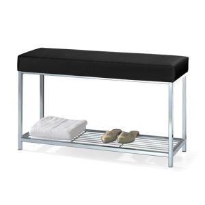 Decor Walther 0503305 DW 67 zitbankje met legplank chroom/ kunstleder zwart