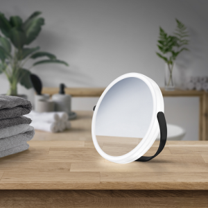 Smedbo Outline FB444 reisspiegel met led verlichting 1x en 7x mat zwart