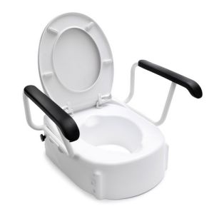 Handicare (Linido) 10659 toiletverhoger met opklapbare armsteunen en deksel wit