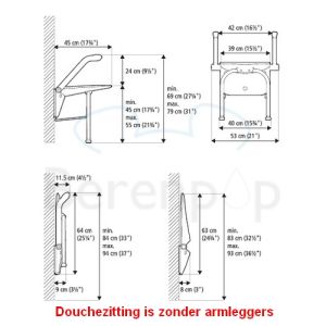 Etac Relax 81703030 douchezitting met steunpoten wit