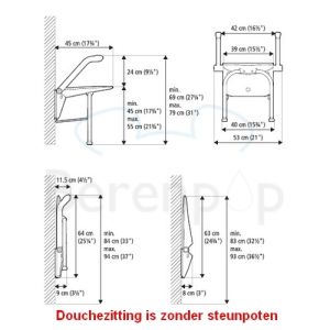 Etac Relax 81708010 douchezitting met armsteunen Volcano grijs
