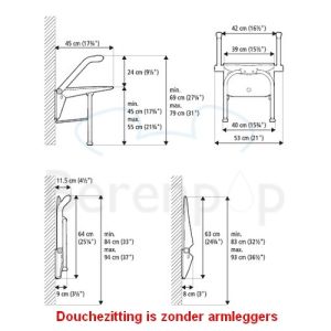 Etac Relax 81708020 douchezitting met steunpoten Volcano grijs