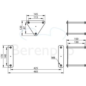 Handicare (Linido) LI0122508402 set contraplaten t.b.v. douchezittingen RVS gecoat wit