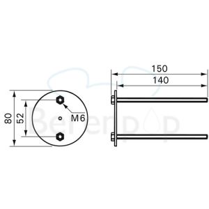 Handicare (Linido) LI0126503402 contraplaat t.b.v. wandbeugels RVS gecoat wit (per stuk)