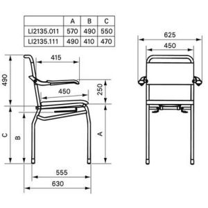 Handicare (Linido) LI2135111102 douche-/ toiletstoel (zithoogte 530mm) staal gecoat wit