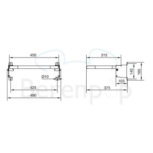 Handicare (Linido) LI2201001102 douchezitting (met verkorte zitdiepte) staal gecoat wit
