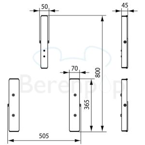Handicare (Linido) LI2215102402 set hoogte verstelplaten RVS gecoat wit