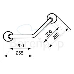 Handicare (Linido) LI2611007200 wandbeugel 45° 200x200mm RVS gepolijst (witte afdekkappen)