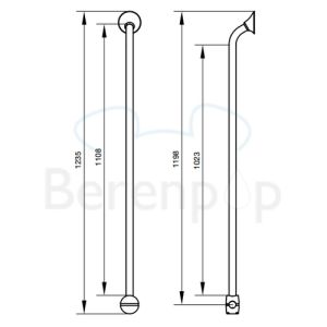 Handicare (Linido) LI2611018402 verticale combi-beugel Ergogrip 1235mm RVS gecoat wit