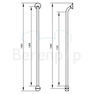 Handicare (Linido) LI2611019411 verticale combi-beugel Ergogrip 1335mm RVS gecoat antraciet