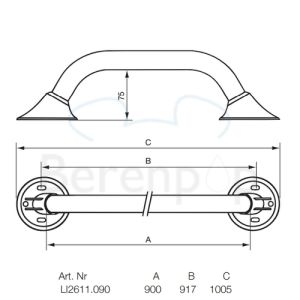 Handicare (Linido) LI2611090102 wandbeugel Ergogrip 900mm staal gecoat wit
