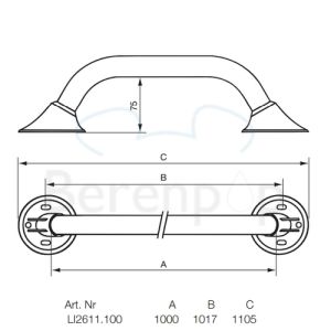 Handicare (Linido) LI2611100111 wandbeugel Ergogrip 1000mm staal gecoat antraciet