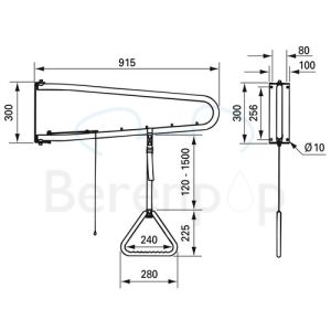 Handicare (Linido) LI2613000102 wegzwenkbare papegaai staal gecoat wit