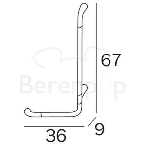 Inda Confort AH993ACR veiligheidssteun L-vorm rechts chroom